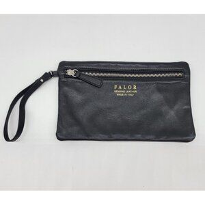 NWOT Falor Wristlet Genuine Italian Leather Bag‎ Super Soft Black Leather